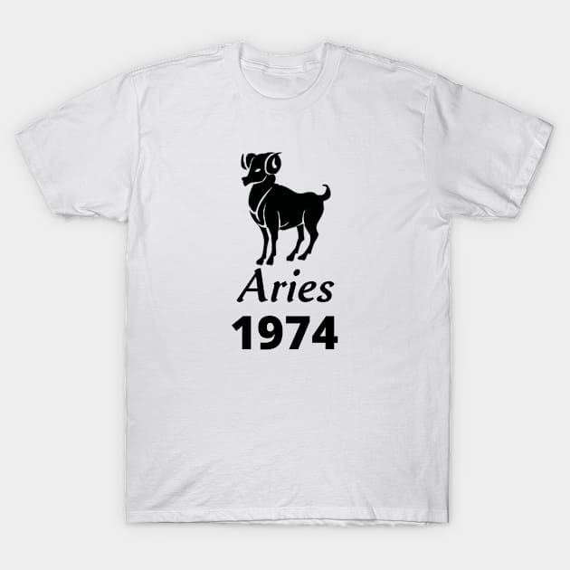 Black Aries Zodiac 1974 T-Shirt by Down Home Tees